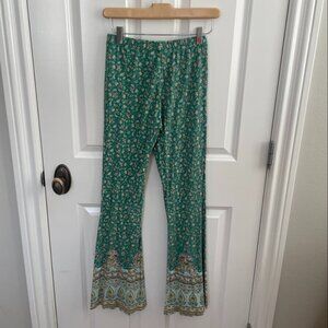 Arnhem Floral Pants Size 10 Green Boho Wide Leg Sustainable Resort Chic